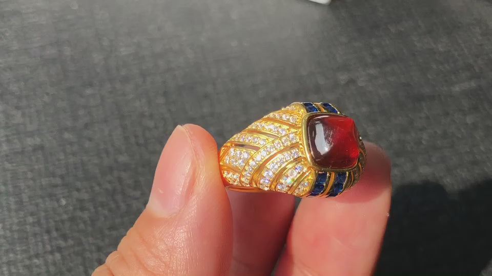 Solitärring mit Edelsteinbesatz 7099