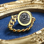 Griechischer Poseidon-Ring mit römischer Münze, R1009