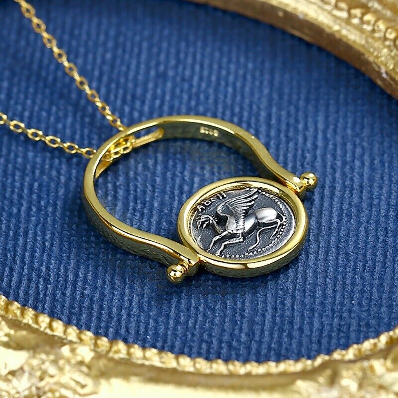 Greif-Delfin-Replik-Ring mit griechischer Münze R1021