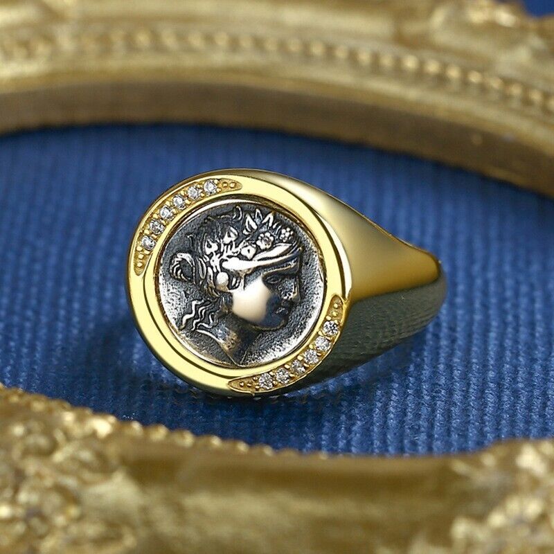 Dicker Ring mit griechischer Münze von Dionysos, R1071