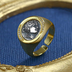 Dicker Ring mit griechischer Münze von Dionysos, R1071