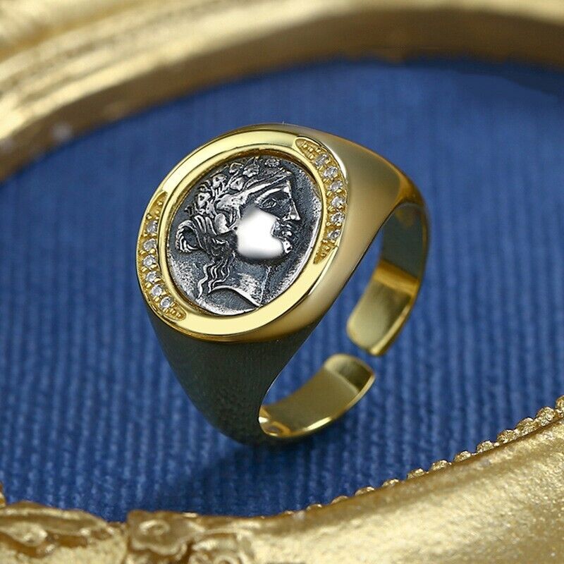 Dicker Ring mit griechischer Münze von Dionysos, R1071