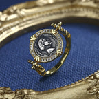 Griechische Münze umdrehen CZ Halo Ring R1003