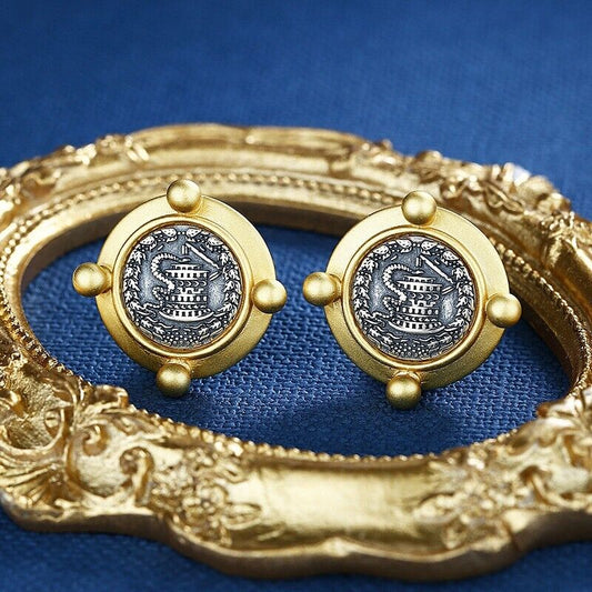 Pergamon Schlange Griechische Münze Ohrringe E1014