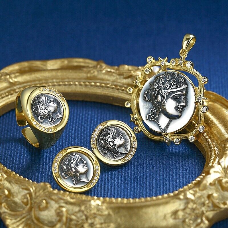 Dicker Ring mit griechischer Münze von Dionysos, R1071
