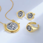 Griechischer Hermes-Ring mit römischer Münze, Replik, R1033