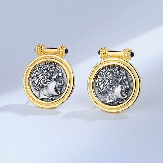 Achat Apollo Griechische Münze Ohrringe E1078