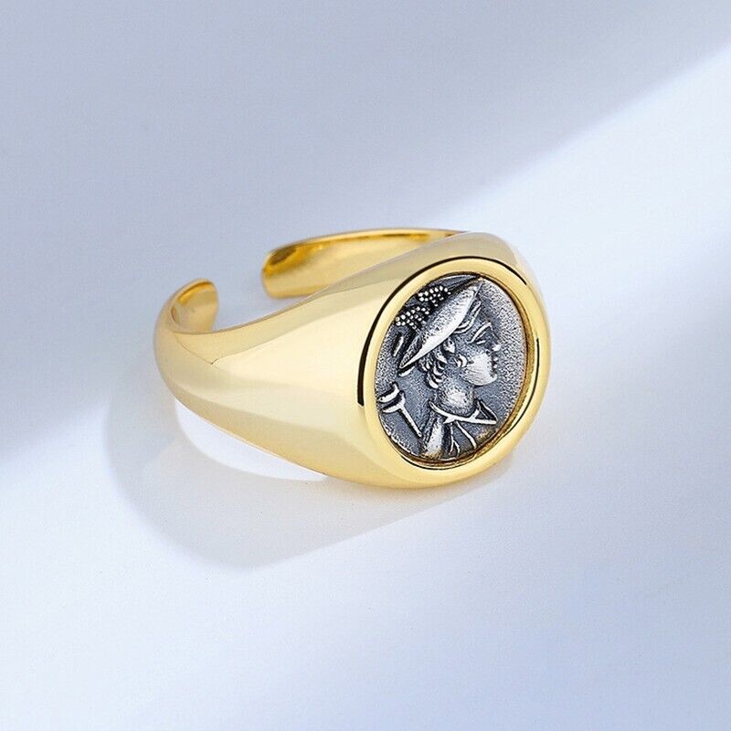 Griechischer Hermes-Ring mit römischer Münze, Replik, R1033