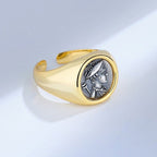 Griechischer Hermes-Ring mit römischer Münze, Replik, R1033