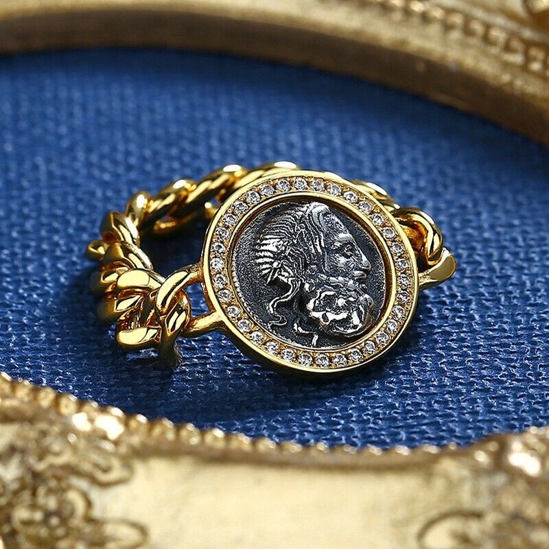 Griechischer Poseidon-Ring mit römischer Münze, R1009