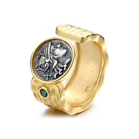 Breiter Ring mit geschlagener römischer Münze R1004