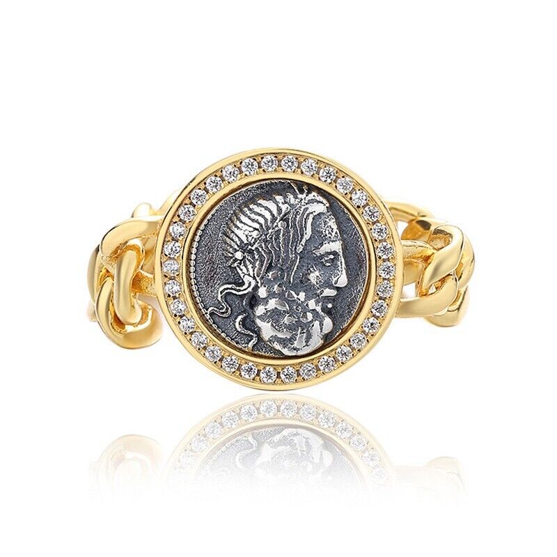 Griechischer Poseidon-Ring mit römischer Münze, R1009