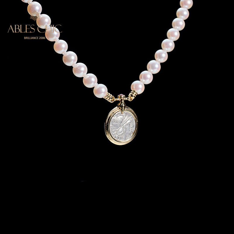 Byzantinische Athena-Münze, Akoya-Perlenkette