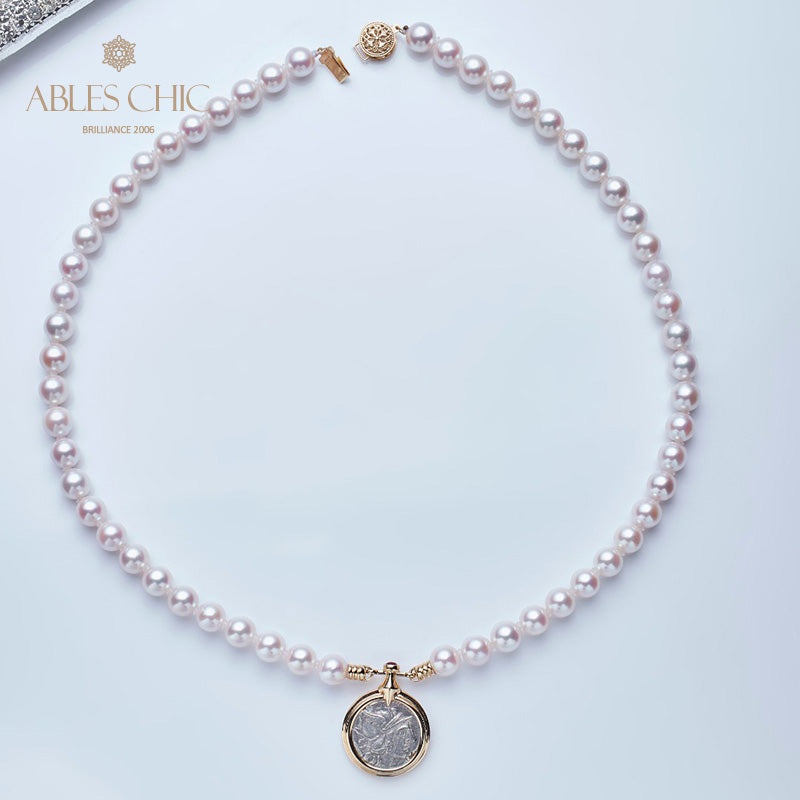 Byzantinische Athena-Münze, Akoya-Perlenkette