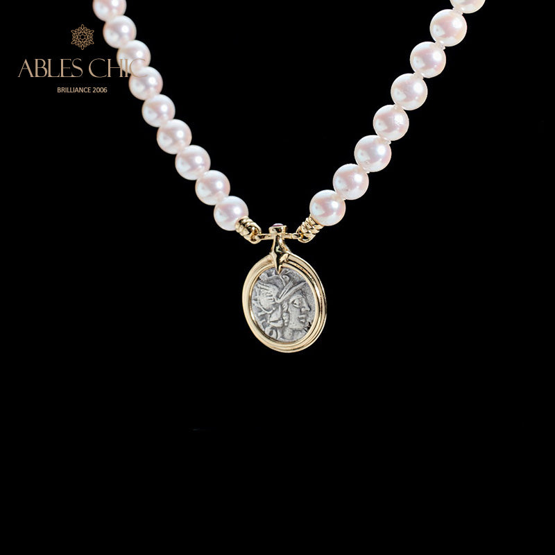 Byzantinische Athena-Münze, Akoya-Perlenkette