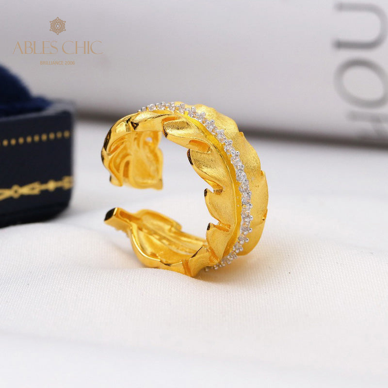 Gebürsteter Ring mit Blattmuster 5480
