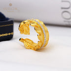 Gebürsteter Ring mit Blattmuster 5480