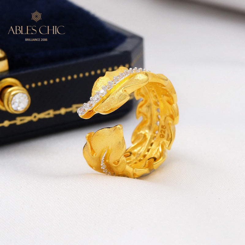 Gebürsteter Ring mit Blattmuster 5480