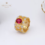 Spitzen-Blumenring mit Wabenmuster 5031