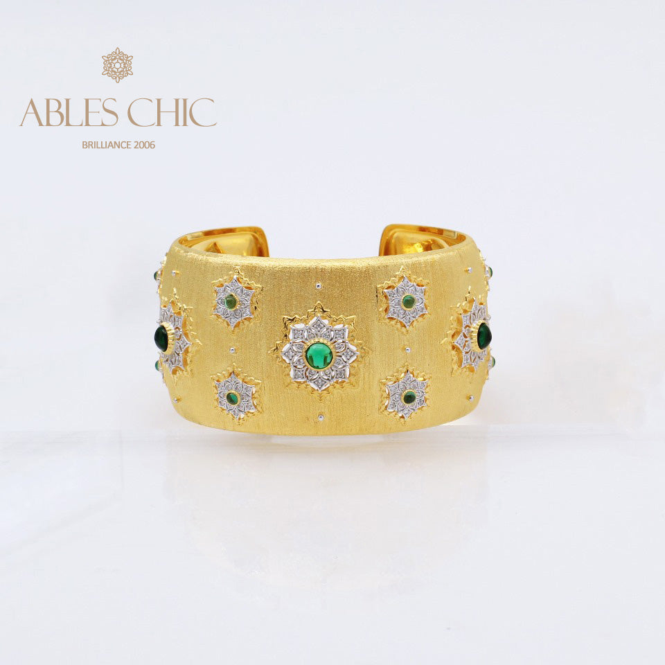 Breites Armband mit Edelsteinblumen 5457