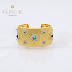 Breites Armband mit Edelsteinblumen 5457