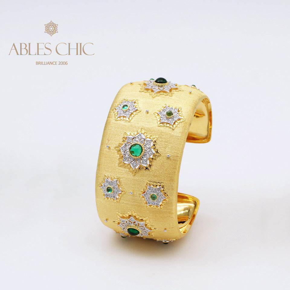 Breites Armband mit Edelsteinblumen 5457