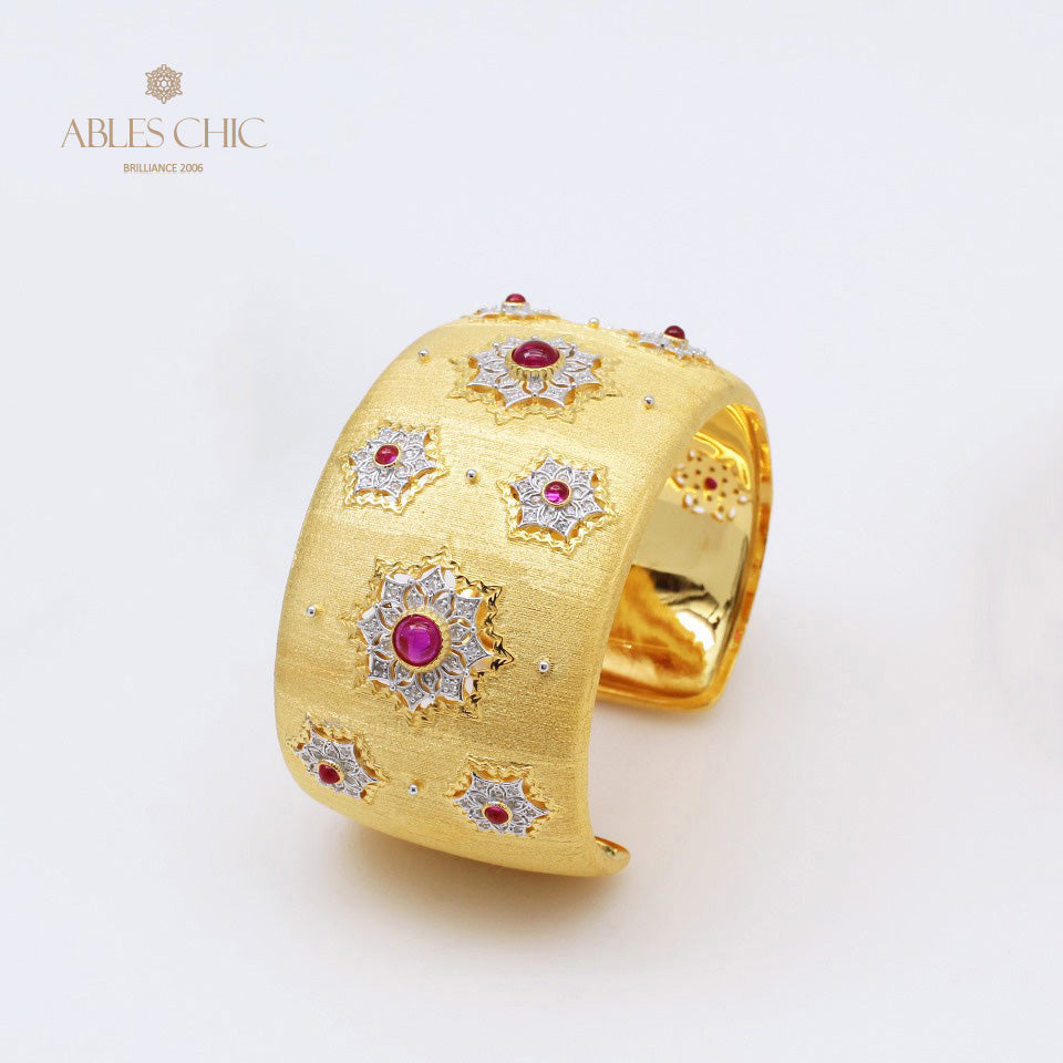 Breites Armband mit Edelsteinblumen 5457