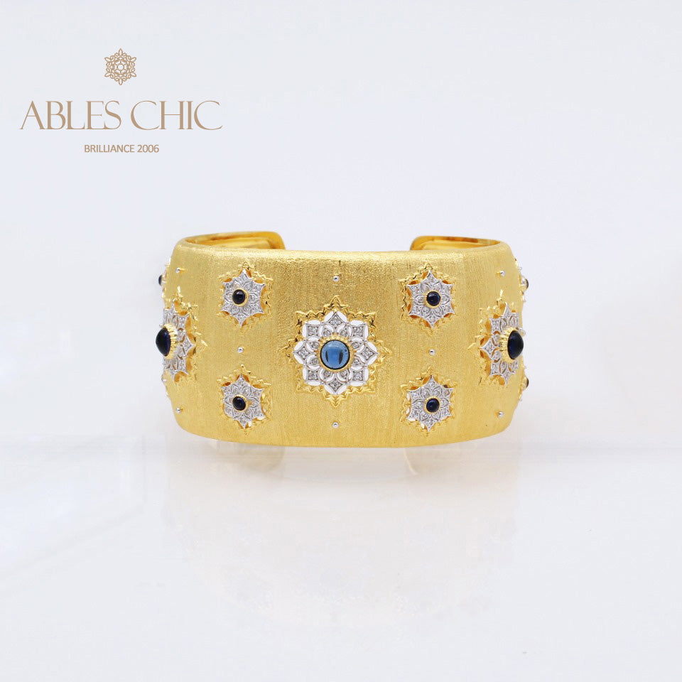 Breites Armband mit Edelsteinblumen 5457
