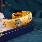Florales Smaragd-Seidenarmband 6039