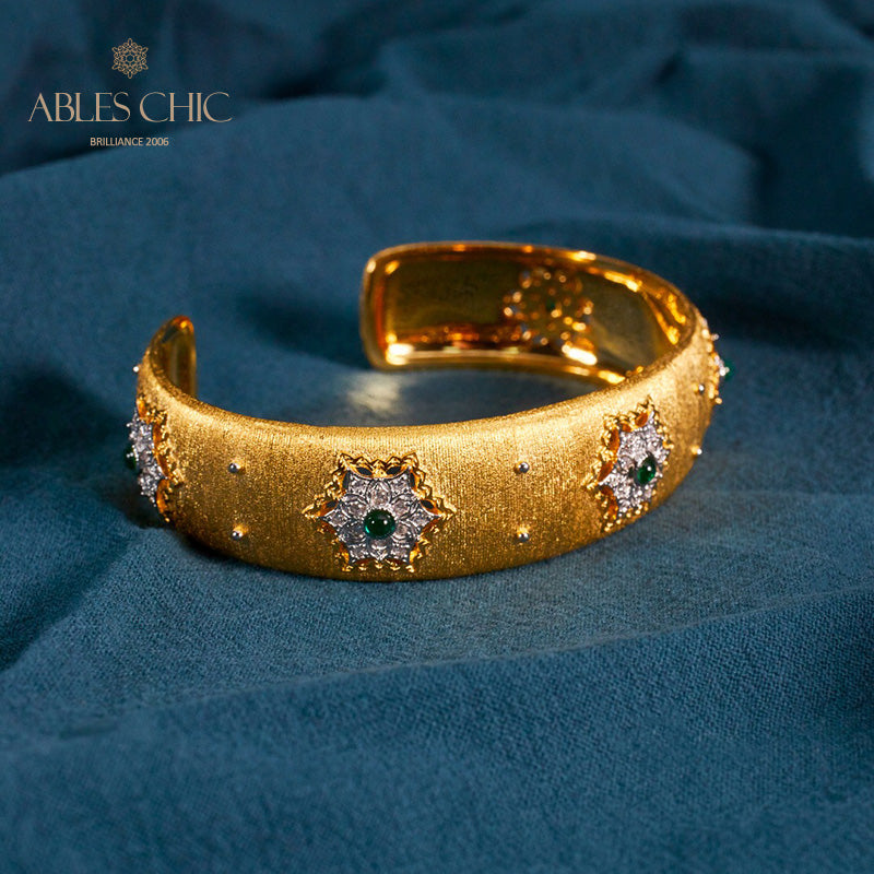 Florales Smaragd-Seidenarmband 6039