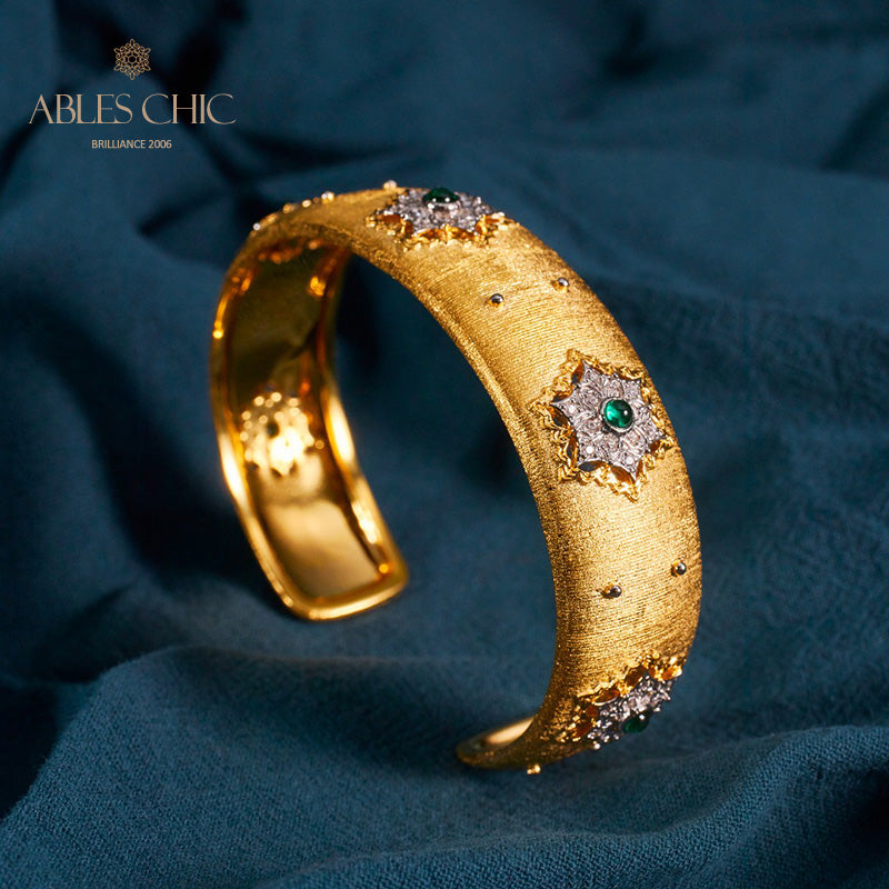 Florales Smaragd-Seidenarmband 6039