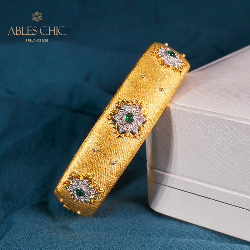 Florales Smaragd-Seidenarmband 6039