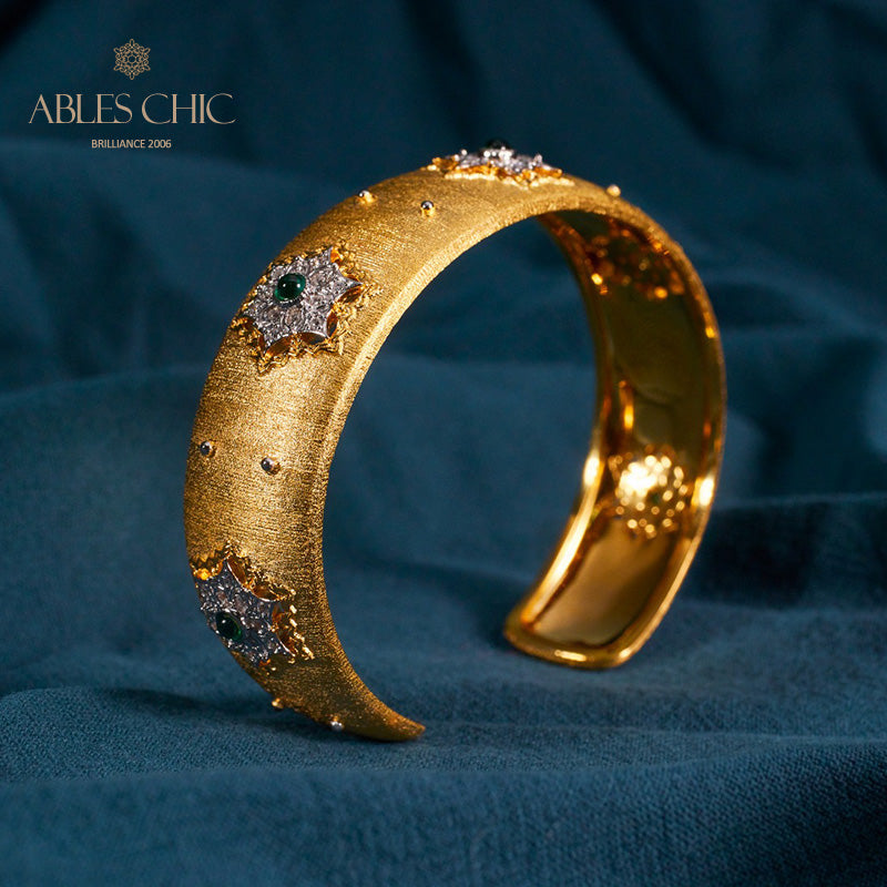 Florales Smaragd-Seidenarmband 6039