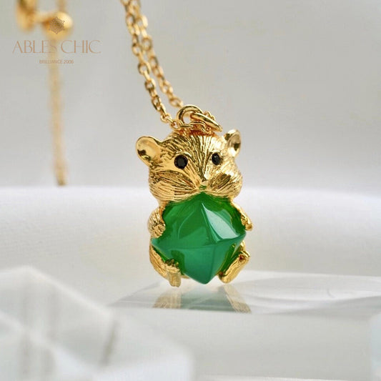Natürliche Chalcedon-Bär-Halskette 5798