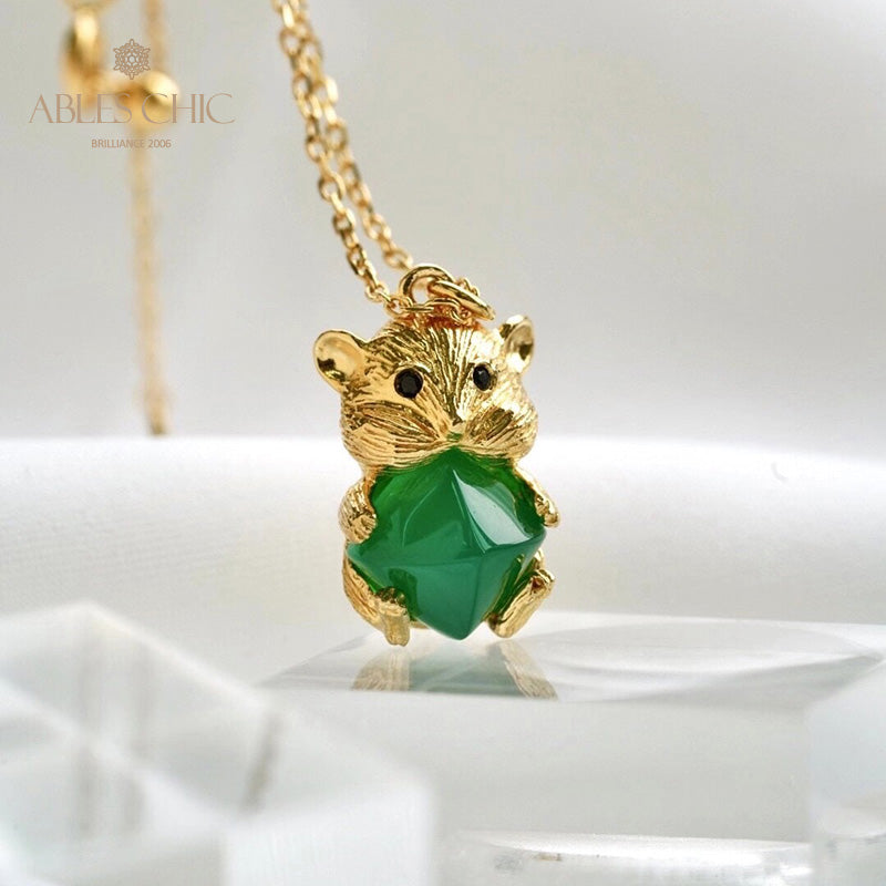 Natürliche Chalcedon-Bär-Halskette 5798