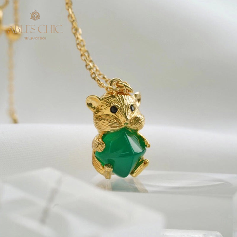 Natürliche Chalcedon-Bär-Halskette 5798