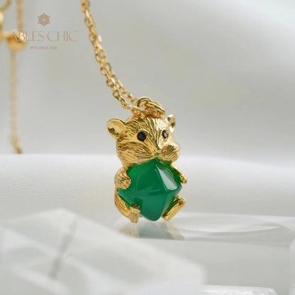 Natürliche Chalcedon-Bär-Halskette 5798