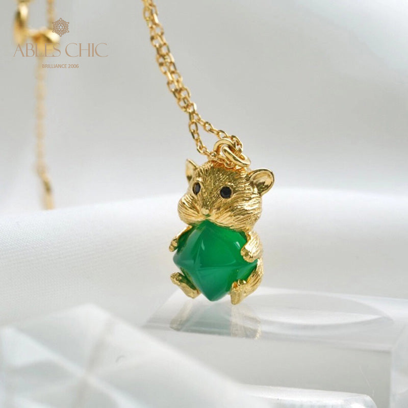 Natürliche Chalcedon-Bär-Halskette 5798