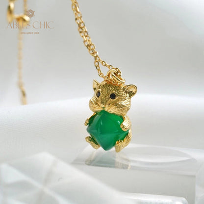 Natürliche Chalcedon-Bär-Halskette 5798