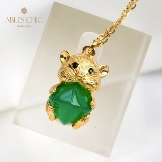 Natürliche Chalcedon-Bär-Halskette 5798