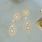 18 Karat florale filigrane Kronleuchter-Ohrringe 5376