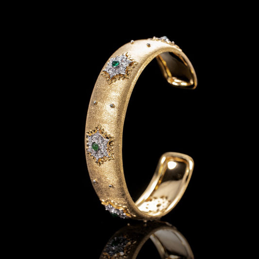 Florales Smaragd-Seidenarmband 6039