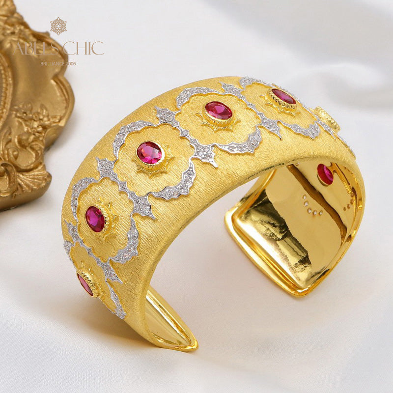 Rubinblüten-Seidenarmband 5605