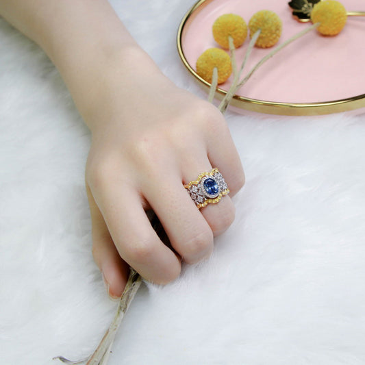 Saphir-Spitzen-Blumenring 5032