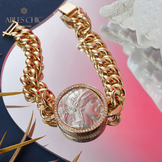 Griechisches Athena Flip-Medaillon-Armband