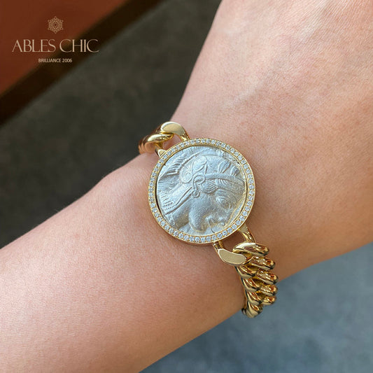 Griechisches Athena Flip-Medaillon-Armband