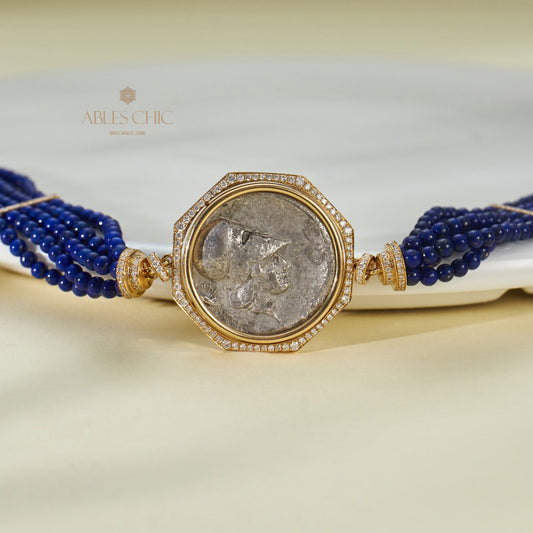 Antikes Lira-Münzen-Mehrstrang-Lapisarmband