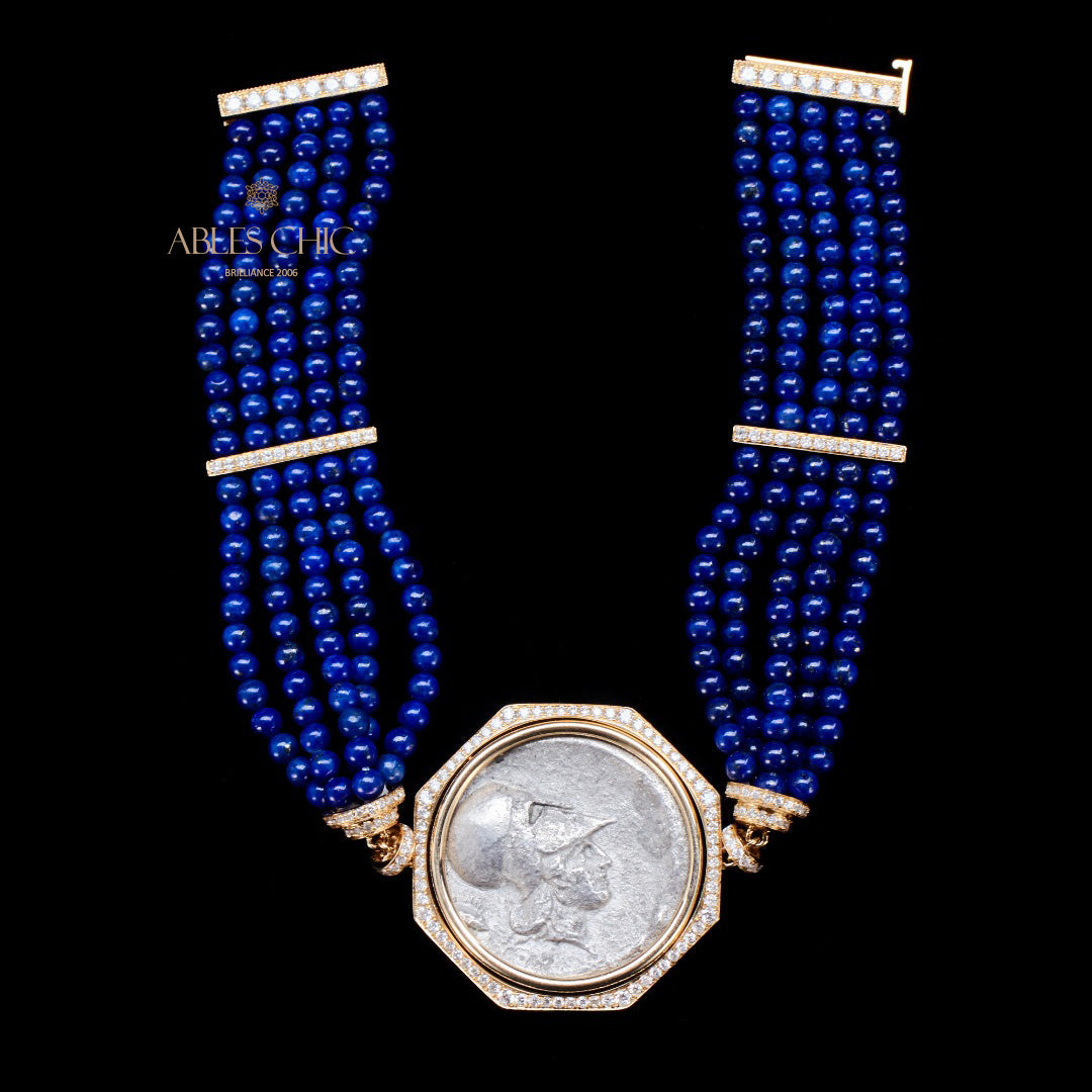 Antikes Lira-Münzen-Mehrstrang-Lapisarmband