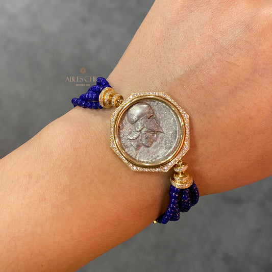 Antikes Lira-Münzen-Mehrstrang-Lapisarmband