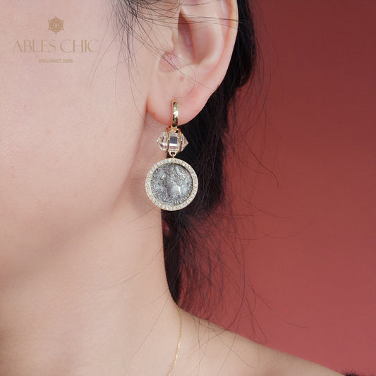 Diamant-Halo-Medaillon-Ohrringe